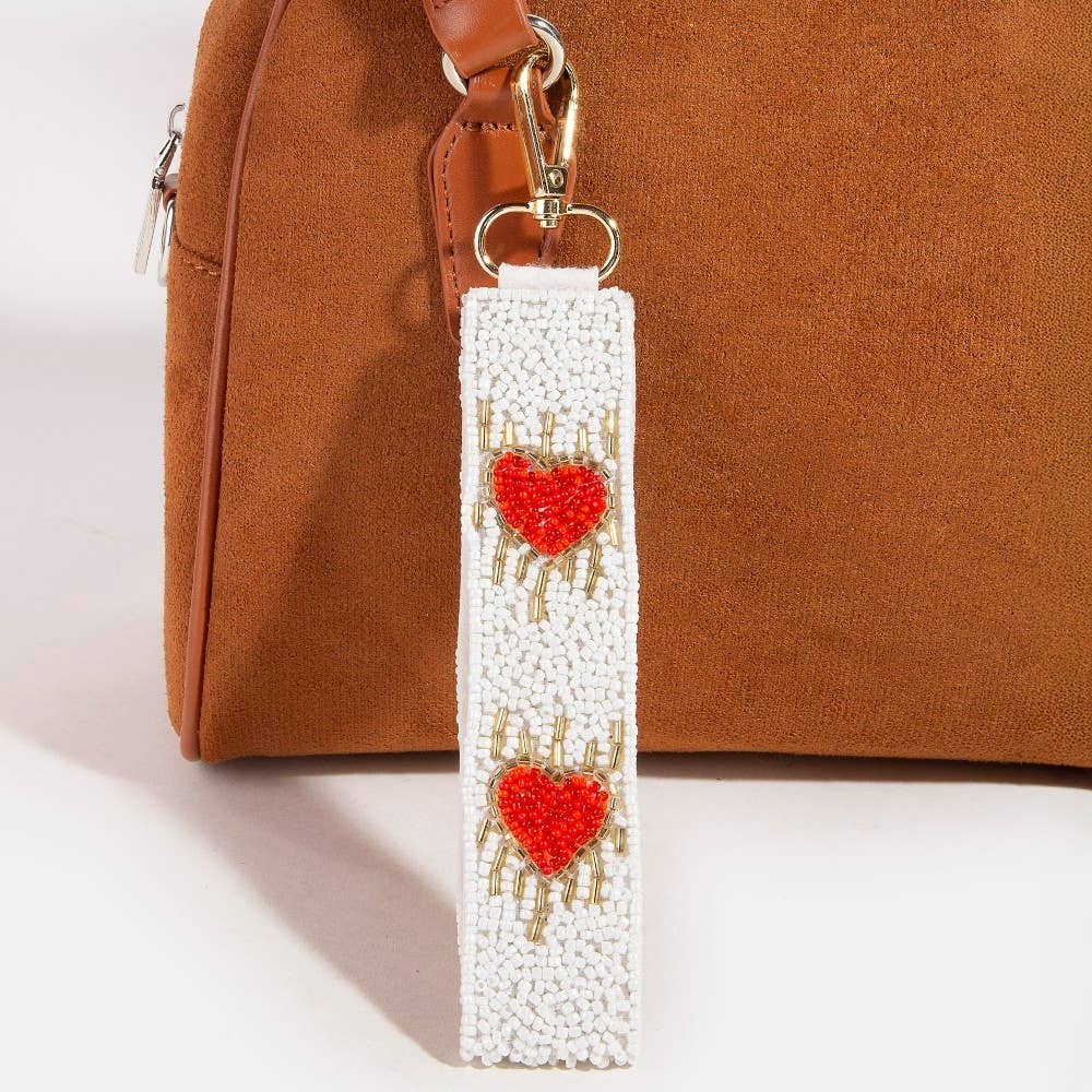 Sacred Hearts Beaded Keychain Strap