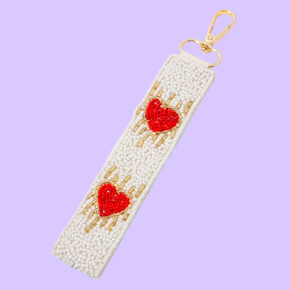 Sacred Hearts Beaded Keychain Strap