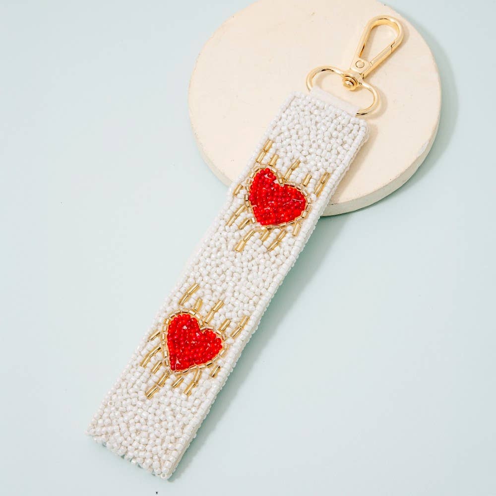 Sacred Hearts Beaded Keychain Strap