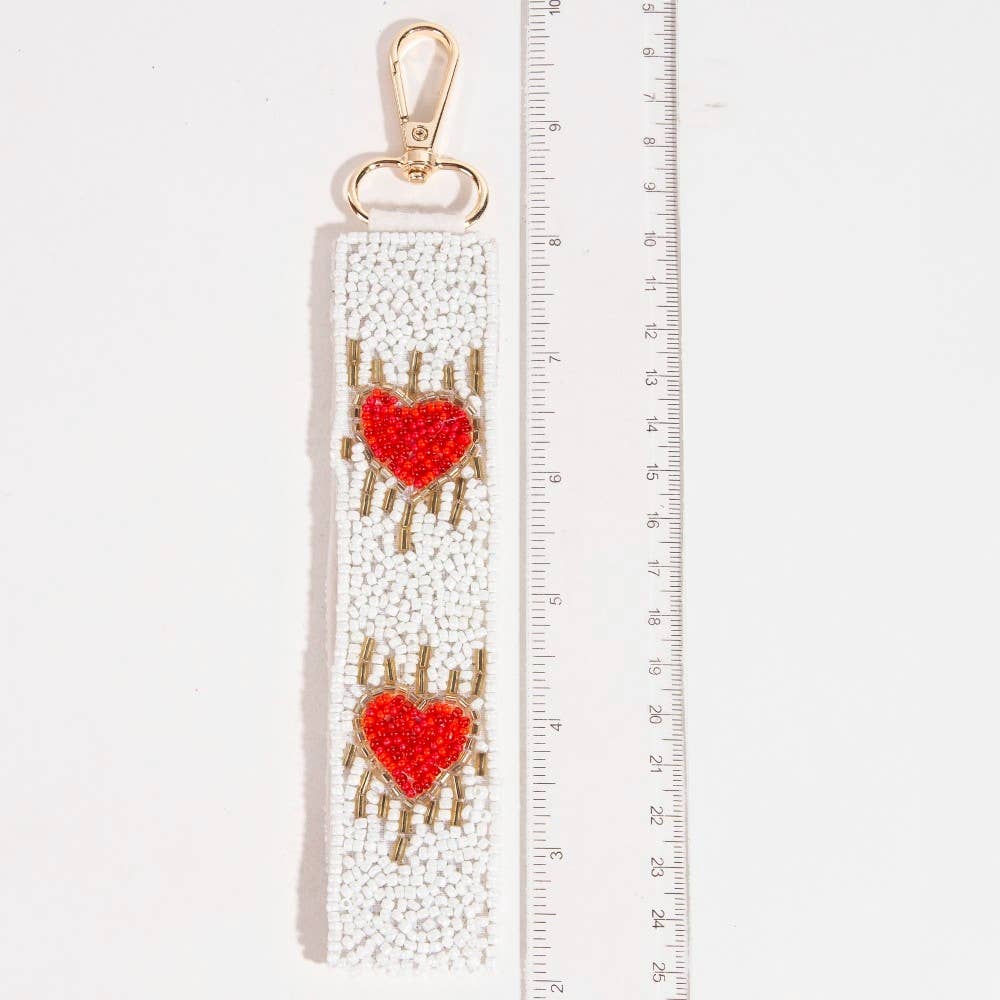 Sacred Hearts Beaded Keychain Strap
